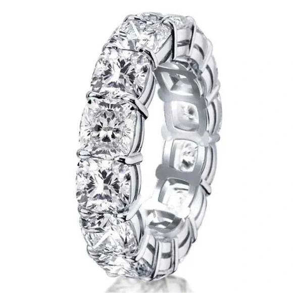 Italo Cushion Cut Wedding Band Eternity Band For Women 925 Sterling Silver - Picture 5 of 12